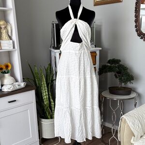 Cupshe White Eyelet Tiered Maxi Dress